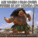 He he he ha | ME WHEN I RUN OVER FURRIES IN MY HONDA CIVIC | image tagged in what can i say except you're welcome | made w/ Imgflip meme maker
