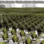 No title | Other people’s dreams: I had a dream about my crush; My dreams: | image tagged in gifs,shrek,dreams | made w/ Imgflip video-to-gif maker