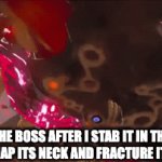 JUST DIE ALREADY | THE BOSS AFTER I STAB IT IN THE BACK, SNAP ITS NECK AND FRACTURE ITS SKULL: | image tagged in gifs,funny,memes,boss | made w/ Imgflip video-to-gif maker