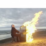 Guy Playing Flaming Piano