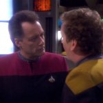 Q And Chief O'Brien On Deep Space Nine