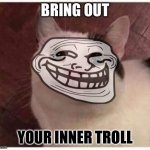 Polite Cat | BRING OUT; YOUR INNER TROLL | image tagged in polite cat | made w/ Imgflip meme maker