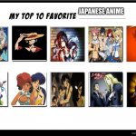 My top 10 Favorite Japanese anime | JAPANESE ANIME | image tagged in my top 10 | made w/ Imgflip meme maker