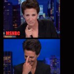 Rachel Maddow serious and laughing