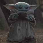 baby yoda drinking soup GIF Template