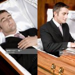 Deceased man in Coffin Typing meme
