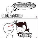 Parents don't have favourites, they just prefer the younger child be a large margin. | OLDEST CHILD BRINGS UP THE TOPIC OF PARENTS SPOILING THE YOUNGEST CHILD, EVEN THOUGH THEY DIDN'T DO ANYTHING PARENTS Ungrateful | image tagged in jaiden animation wrong,parents,parenting | made w/ Imgflip meme maker