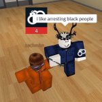 a white guy arresting a black person. meme