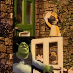 If Shrek was in the world of Shaun the Sheep | image tagged in shaun the sheep door | made w/ Imgflip meme maker