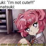 #savebestgurl | natsuki: "i'm not cute!!!"
also natsuki: | image tagged in natsuki as a 90s anime,memes,funni | made w/ Imgflip meme maker
