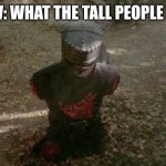 Tall | POV: WHAT THE TALL PEOPLE SEE | image tagged in monty python's holy grail limbless knight | made w/ Imgflip meme maker