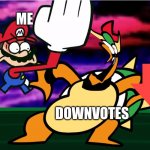True Dis | ME; DOWNVOTES | image tagged in something about super mario 64 slap,downvote,slap | made w/ Imgflip meme maker