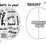 Diary of a wimpy kid brain | RICKROLLING PEOPLE | image tagged in diary of a wimpy kid brain | made w/ Imgflip meme maker
