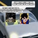 Vegito and Gogeta | STANRGE PEOPLE THINK YOUR MORE GOKU AND I'M MORE VEGETA; YEAH, I THINK IT HAS SOMETHING TO DO WITH OUR NAMES AND MY GT APPEARNCE EVEN THOUGH IT'S THE OTHER WAY AROUND | image tagged in vegito and gogeta | made w/ Imgflip meme maker