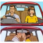 COUPLE KISS IN CAR, BLANK