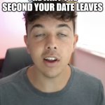 This happens more than I would like to admit. | THE FART THE SECOND YOUR DATE LEAVES | image tagged in finance bro | made w/ Imgflip meme maker