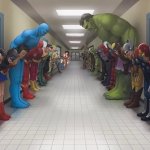 Superheroes bowing meme