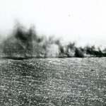 Japanese Carrier Shoho burning Battle of Coral Sea