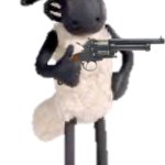 Shaun the Sheep with a gun