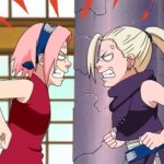 Sakura and Ino angry at each other