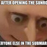 oof | ME AFTER OPENING THE SUNROOF EVERYONE ELSE IN THE SUBMARINE | image tagged in gru meme | made w/ Imgflip meme maker