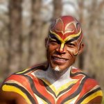 African ochre camouflage face paint