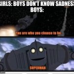 The ultimate scene of sadness | GIRLS: BOYS DON'T KNOW SADNESS
BOYS: | image tagged in the ultimate scene of sadness | made w/ Imgflip meme maker