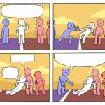 one Group ejects a member, cartoon, 4 panel
