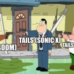 tails sonic shows | TAILS (SONIC X); TAILS (TAOSTH); TAILS (BOOM) | image tagged in cleveland vs stan vs peter,tails the fox,sonic boom,sonic x,sonic the hedgehog,memes | made w/ Imgflip meme maker