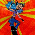 Skateboard girl drawing (my friend created this character) | image tagged in drawing,cartoon,art,skateboarding,trending,trending now | made w/ Imgflip meme maker