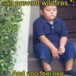 Prevent Wildfires | When Smokey the bear says, "Only you can prevent wildfires.";; And you feel like that is a lot of pressure to put on a six-year-old. | image tagged in sad mexican boy | made w/ Imgflip meme maker