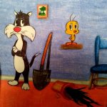 Looney Tunes drawing | image tagged in looney tunes,tweety bird,sylvester the cat,trending,trending now,drawing | made w/ Imgflip meme maker