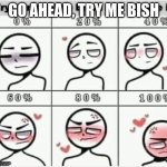 Try To Make Me Blush | GO AHEAD, TRY ME BISH | image tagged in try to make me blush | made w/ Imgflip meme maker