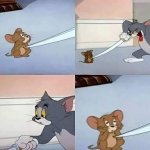 Tom threatening depressed Jerry