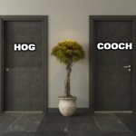 Problem resolved. | COOCH; HOG | image tagged in two doors | made w/ Imgflip meme maker