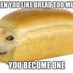 Bread | WHEN YOU LIKE BREAD TOO MUCH; YOU BECOME ONE | image tagged in doge bread,bread,memes,funny | made w/ Imgflip meme maker