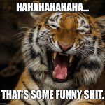 Laughing Tiger | HAHAHAHAHAHA... THAT'S SOME FUNNY SHIT. | image tagged in laughing tiger | made w/ Imgflip meme maker