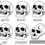 Teachers are dumb...change my mind | TEACHERS WHO PUNISH THE ENTIRE CLASS BECAUSE ONE KID MISBEHAVED | image tagged in white black asian gay straight skull template | made w/ Imgflip meme maker