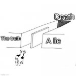 for real? yes. | Death; A lie; The truth | image tagged in the illusion of free choice blank | made w/ Imgflip meme maker