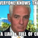 Not Christ | EVERYONE  KNOWS  THAT; I'M A  LIAR  &  FULL  OF  CRAP | image tagged in charlie crist confused | made w/ Imgflip meme maker