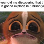 WE ARE GONNA DIE | 8-year-old me discovering that the Sun is gonna explode in 5 billion years | image tagged in crying mort,kid,sun,end of the world,funny,brazil | made w/ Imgflip meme maker