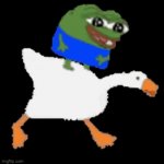 pepe frog on  a goose | image tagged in gifs,pepe the frog | made w/ Imgflip video-to-gif maker