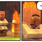 This is fine villager news edition meme