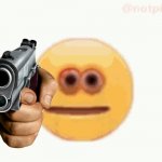 Cursed Emoji pointing gun | image tagged in cursed emoji pointing gun | made w/ Imgflip meme maker