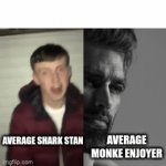 Face it its True | AVERAGE MONKE ENJOYER; AVERAGE SHARK STAN | image tagged in gifs,monkey,funny,funny memes,memes | made w/ Imgflip video-to-gif maker