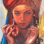 Eve Indian Pomegranate Apple fruit woman mother