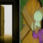 Squidward door meme