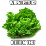 lettuce | WHEN LETTUCE; BOTTOM TEXT | image tagged in lettuce,memes,leaf | made w/ Imgflip meme maker