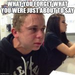 free Chaas | WHAT YOU FORGET WHAT YOU WERE JUST ABOUT TO SAY | image tagged in angery boi | made w/ Imgflip meme maker