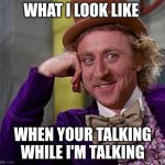 When Your Talkin While im talkin | WHAT I LOOK LIKE; WHEN YOUR TALKING WHILE I'M TALKING | image tagged in funny | made w/ Imgflip meme maker